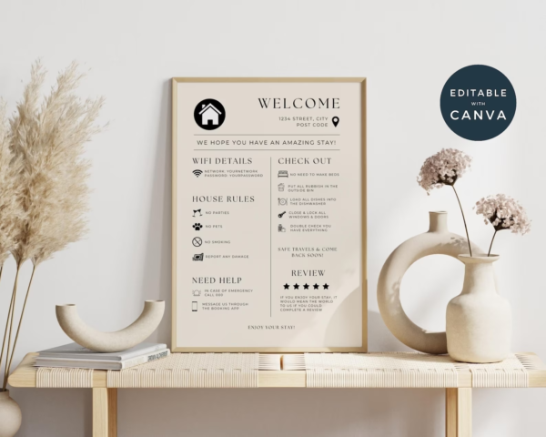 Airbnb Welcome Sign & Guest Arrival Poster Template