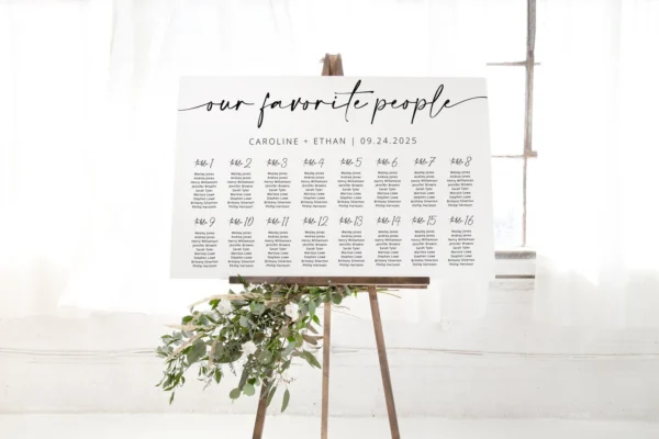 Editable Modern Minimalist Wedding Seating Chart Template