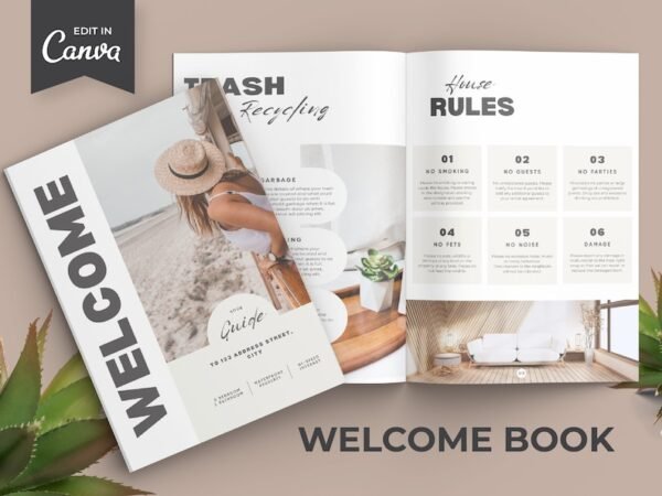 Modern Beach House Airbnb Welcome Book Template