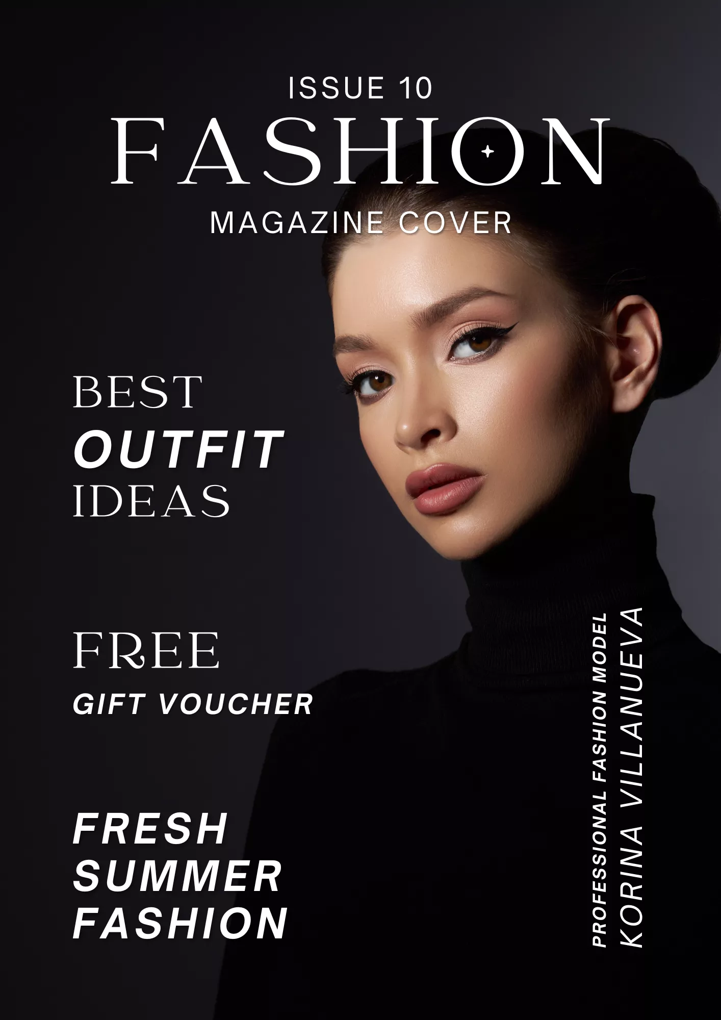 Black And White Modern Fashion Magazine Cover
