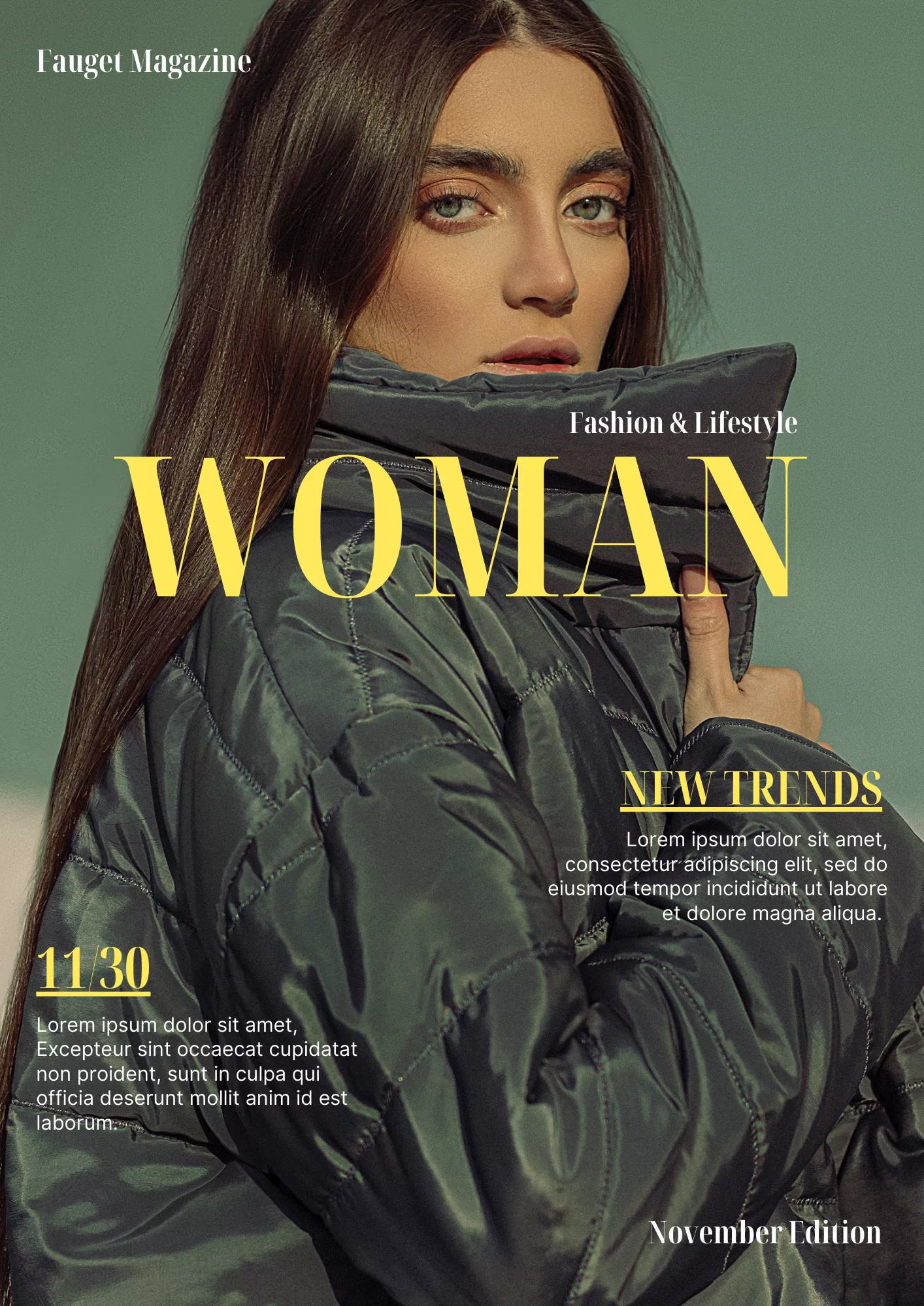 Green Yellow Modern Trendy Minimalist Aesthetic Fashion Magazine Cover